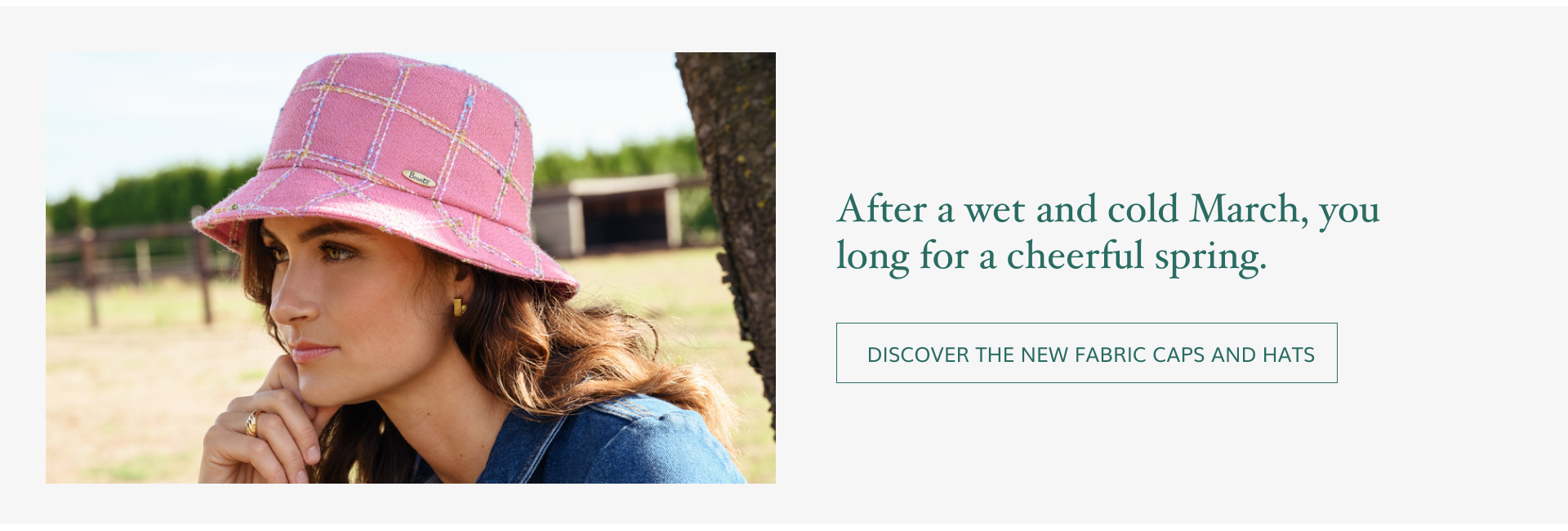 Matt is a feminine bucket hat made in a deluxe Linton Tweed